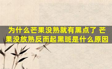 为什么芒果没熟就有黑点了 芒果没放熟反而起黑斑是什么原因